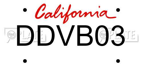DDVB03 California License Plate