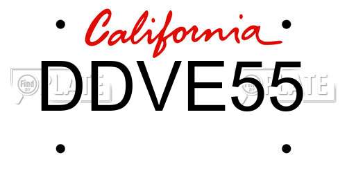 DDVE55 California License Plate