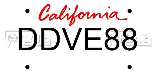 DDVE88 California License Plate