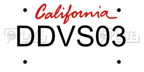 DDVS03 California License Plate