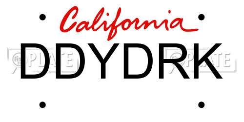 DDYDRK California License Plate