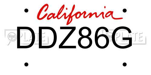 DDZ86G California License Plate