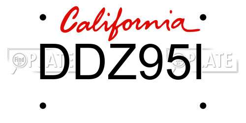 DDZ95I California License Plate