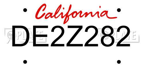 DE2Z282 California License Plate