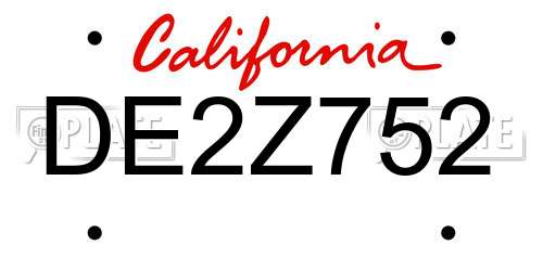 DE2Z752 California License Plate