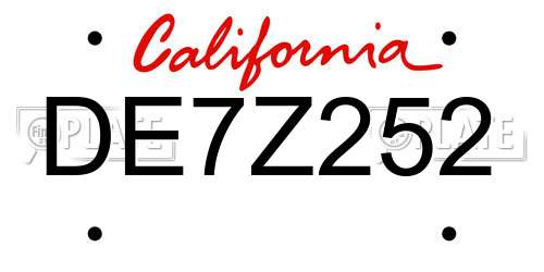 DE7Z252 California License Plate