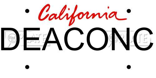 DEACONC California License Plate