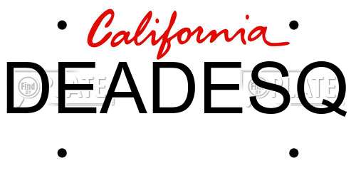 DEADESQ California License Plate