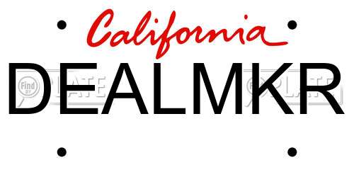 DEALMKR California License Plate
