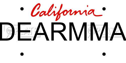 DEARMMA California License Plate