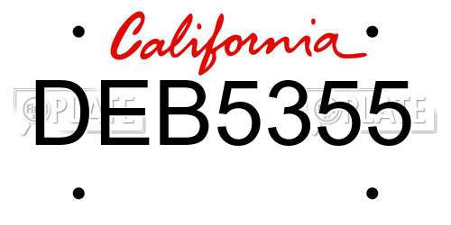 DEB5355 California License Plate