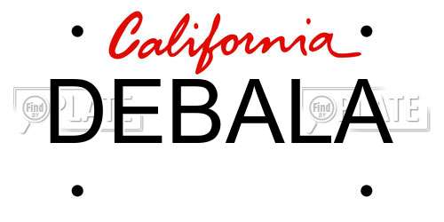 DEBALA California License Plate