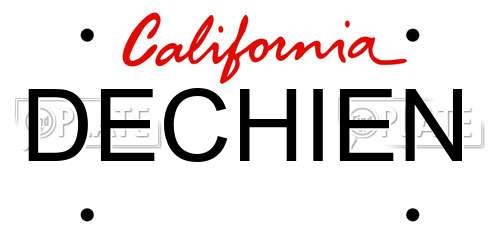 DECHIEN California License Plate