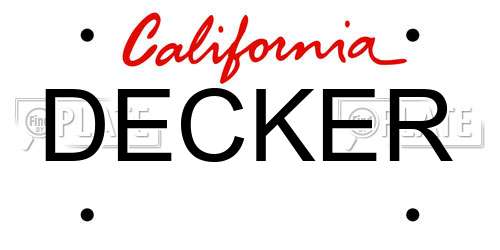 DECKER California License Plate