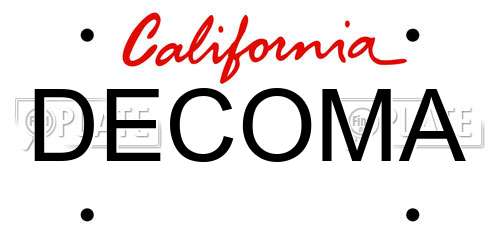 DECOMA California License Plate