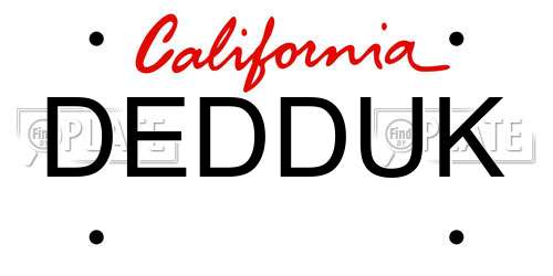 DEDDUK California License Plate