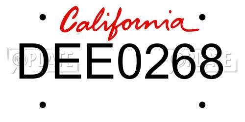 DEE0268 California License Plate