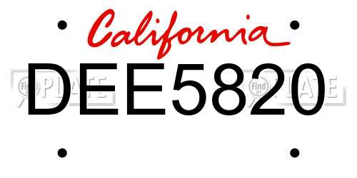 DEE5820 California License Plate