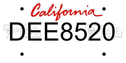 DEE8520 California License Plate