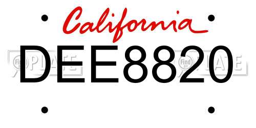 DEE8820 California License Plate