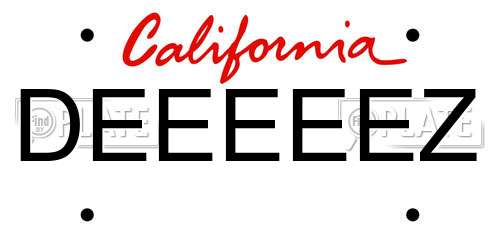 DEEEEEZ California License Plate