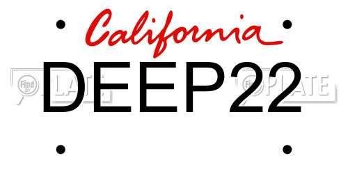 DEEP22 California License Plate