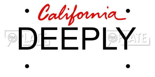 DEEPLY California License Plate