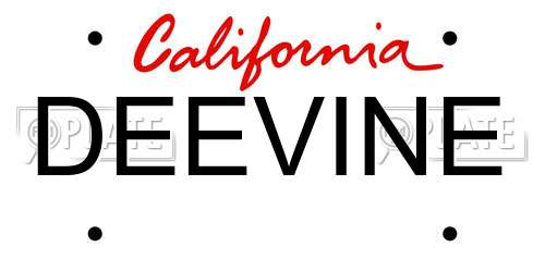 DEEVINE California License Plate
