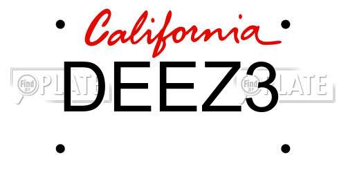 DEEZ3 California License Plate