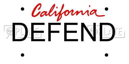 DEFEND California License Plate