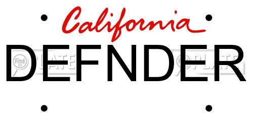 DEFNDER California License Plate