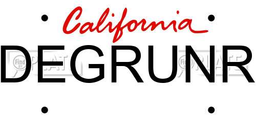 DEGRUNR California License Plate