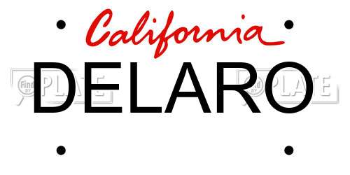 DELARO California License Plate