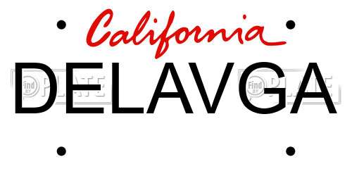 DELAVGA California License Plate