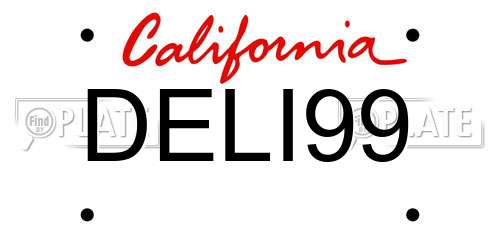 DELI99 California License Plate