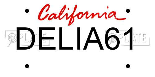 DELIA61 California License Plate