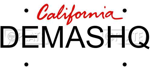 DEMASHQ California License Plate