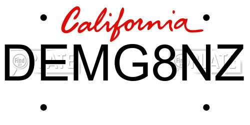 DEMG8NZ California License Plate