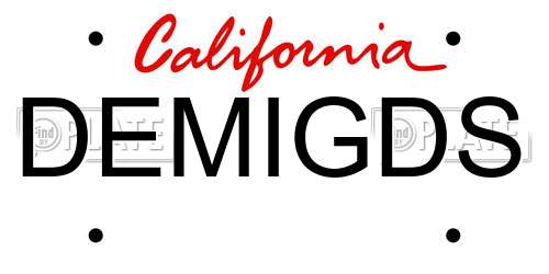 DEMIGDS California License Plate
