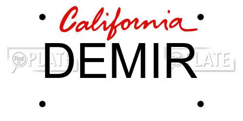 DEMIR California License Plate