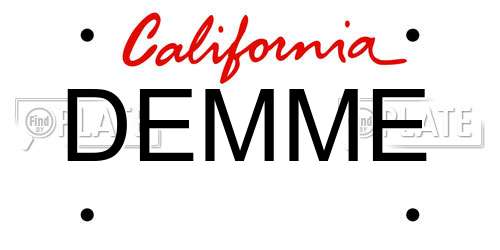 DEMME California License Plate