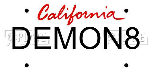 DEMON8 California License Plate