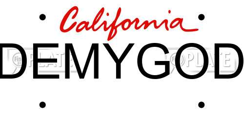 DEMYGOD California License Plate