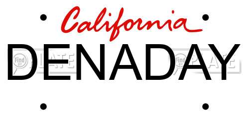 DENADAY California License Plate