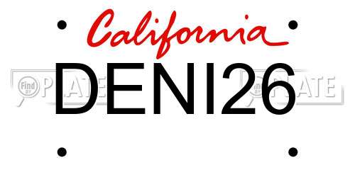 DENI26 California License Plate