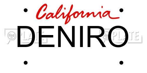 DENIRO California License Plate
