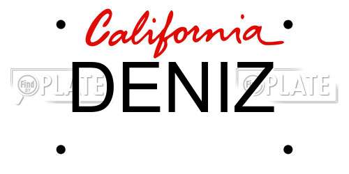 DENIZ California License Plate