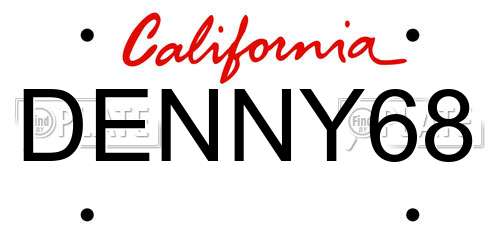 DENNY68 California License Plate