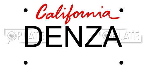 DENZA California License Plate