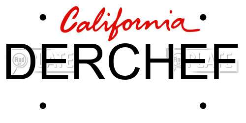 DERCHEF California License Plate
